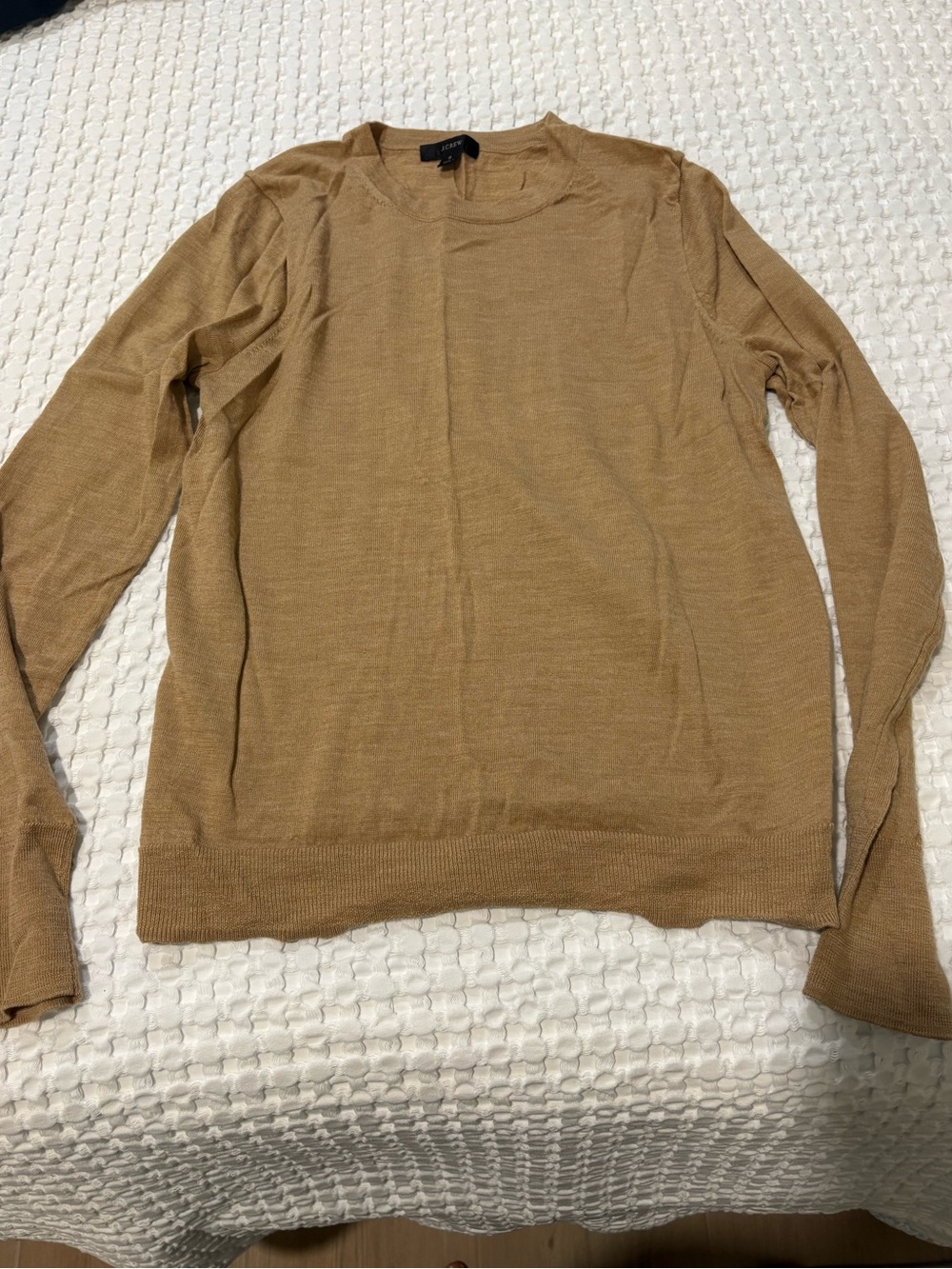 Women’s Beige 100% Merino Wool Crewneck Sweater Size Small